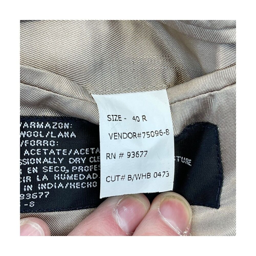Stafford Sports Coat Men's 40R Gray 100% Wool Herringbone Notch Single Breasted - Picture 4 of 10